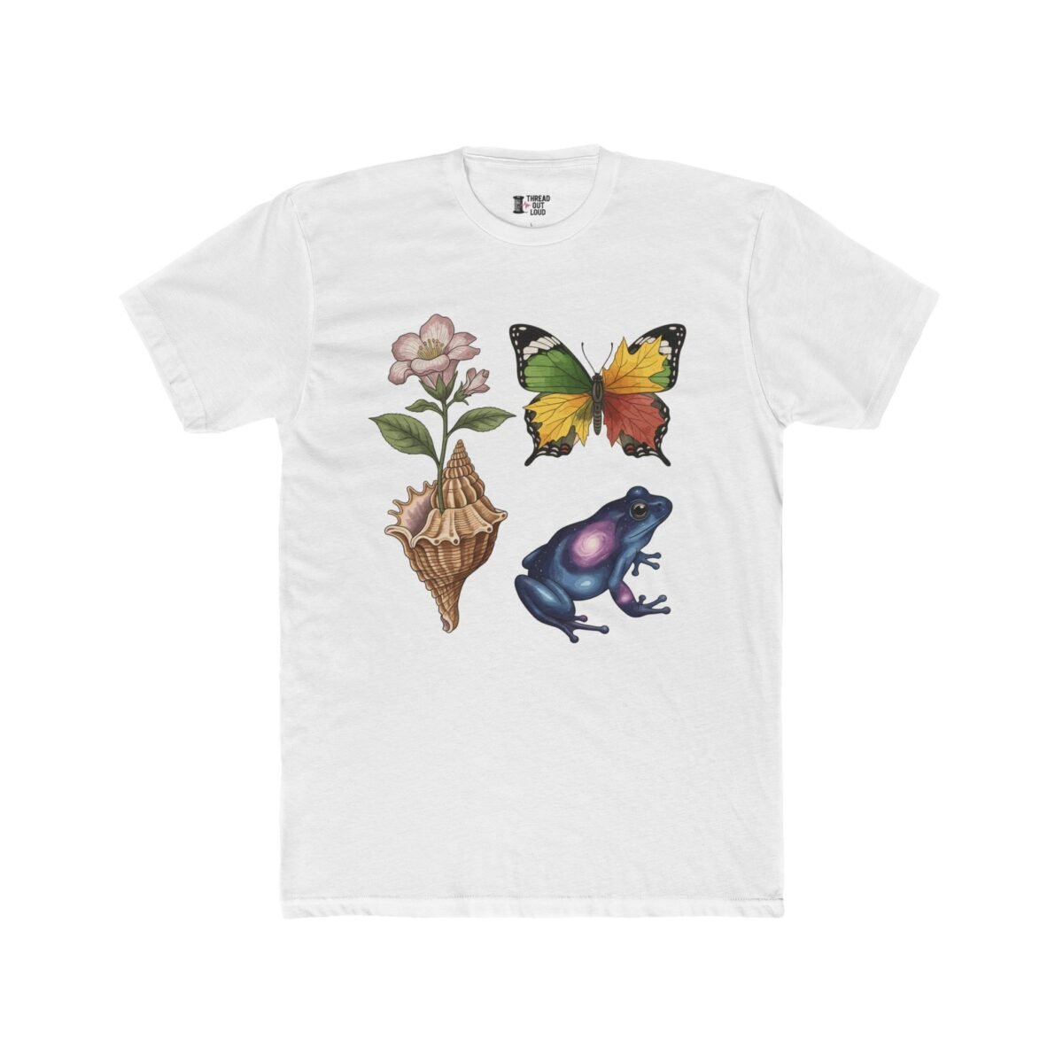 Butterfly & Frog Nature Art T-Shirt – Abstract Botanical Graphic Tee (Unisex)