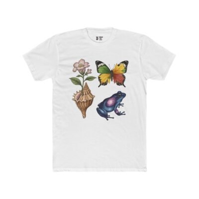 Butterfly & Frog Nature Art T-Shirt – Abstract Botanical Graphic Tee (Unisex)
