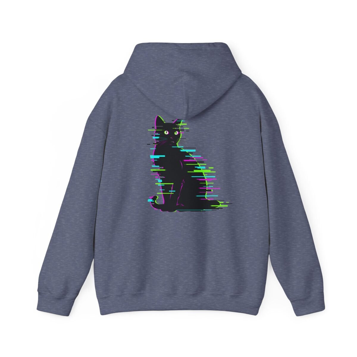 Glitch Cat Hoodie – Neon Cyberpunk Cat Graphic (Unisex)
