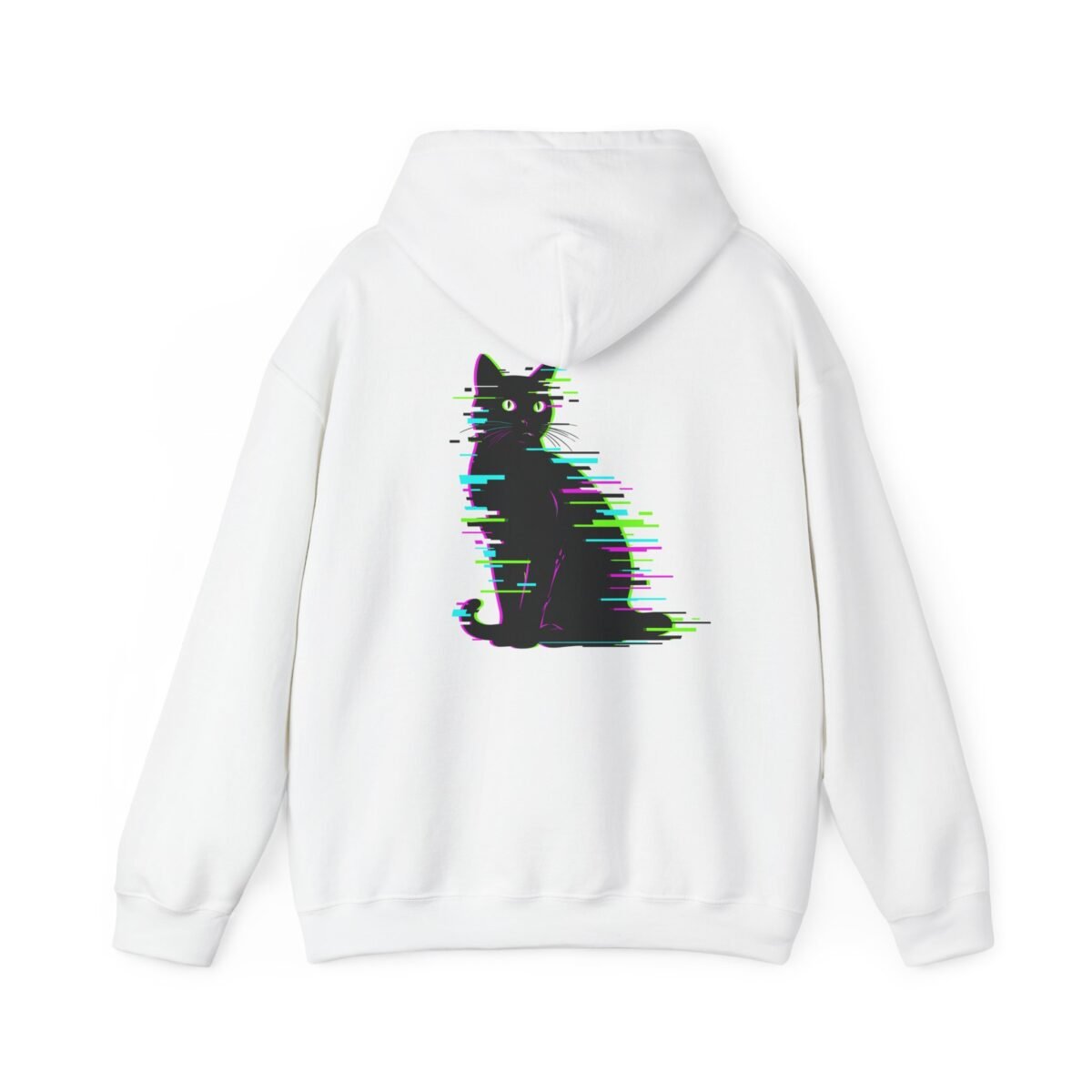 Glitch Cat Hoodie – Neon Cyberpunk Cat Graphic (Unisex)