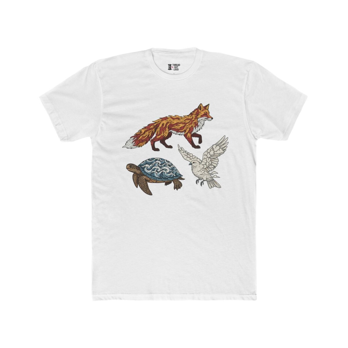 Fox, Turtle & Owl T-Shirt – Abstract Animal Nature Art Tee (Unisex)