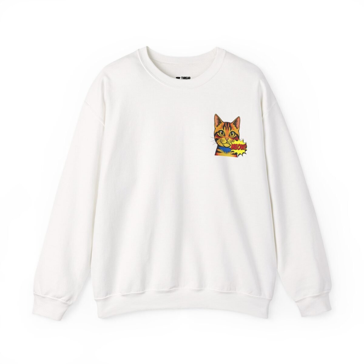 Pop Art Meow Cat Sweatshirt – Front & Back Print Retro Graphic (Unisex)