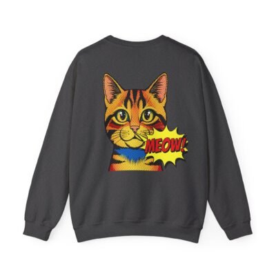 Pop Art Meow Cat Sweatshirt – Front & Back Print Retro Graphic (Unisex)