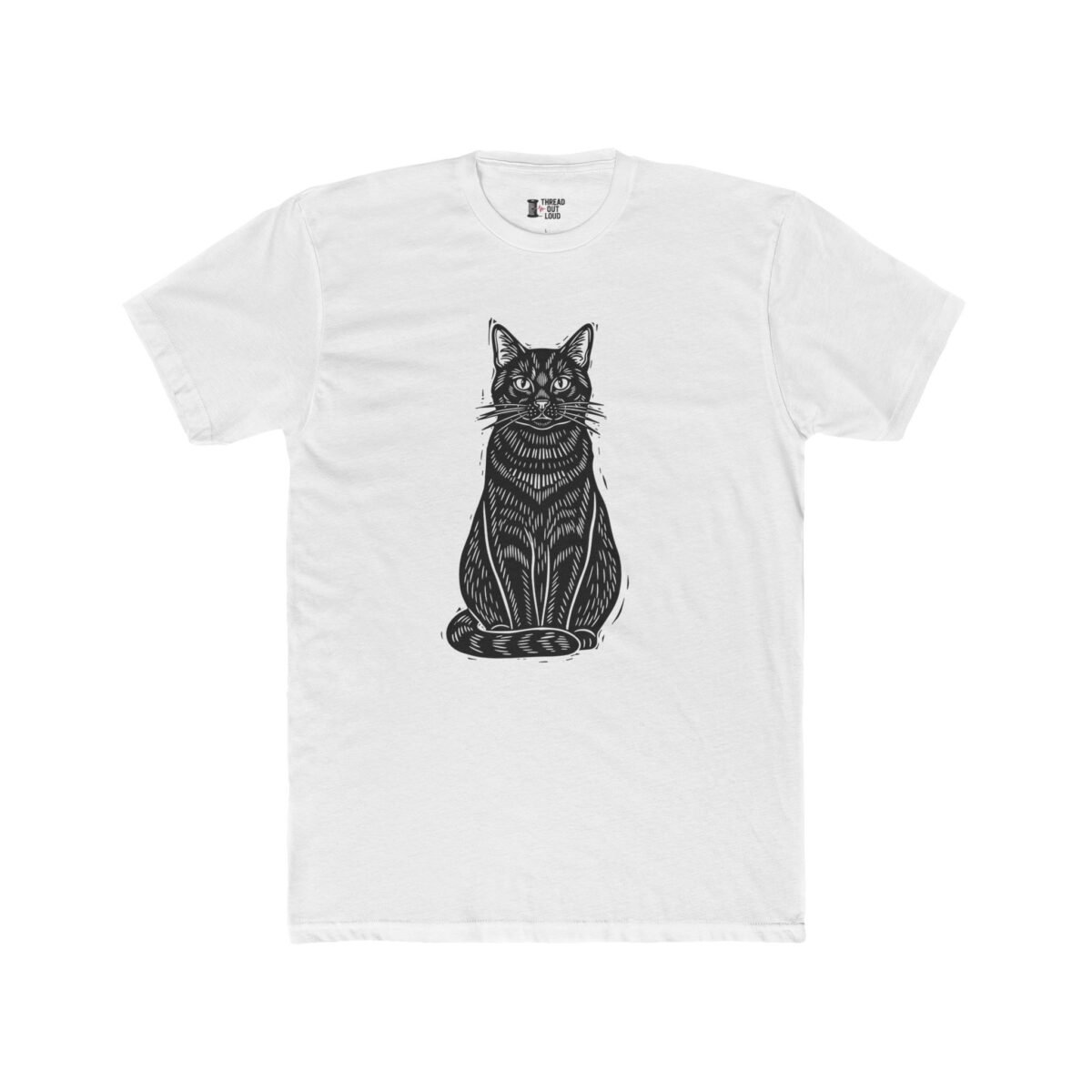 Woodcut Cat T-Shirt – Artistic Cat Lover Graphic Tee (Unisex)