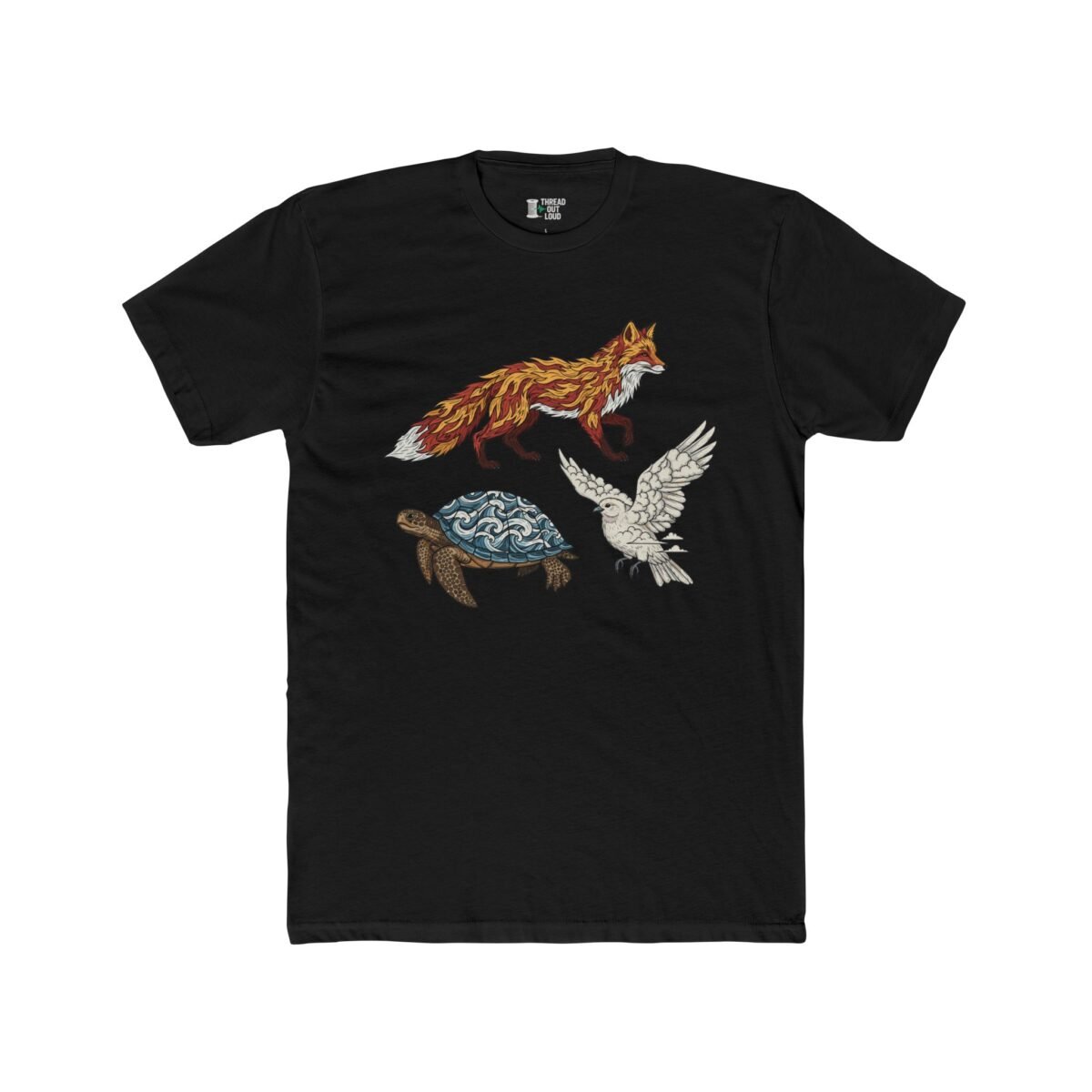 Fox, Turtle & Owl T-Shirt – Abstract Animal Nature Art Tee (Unisex)