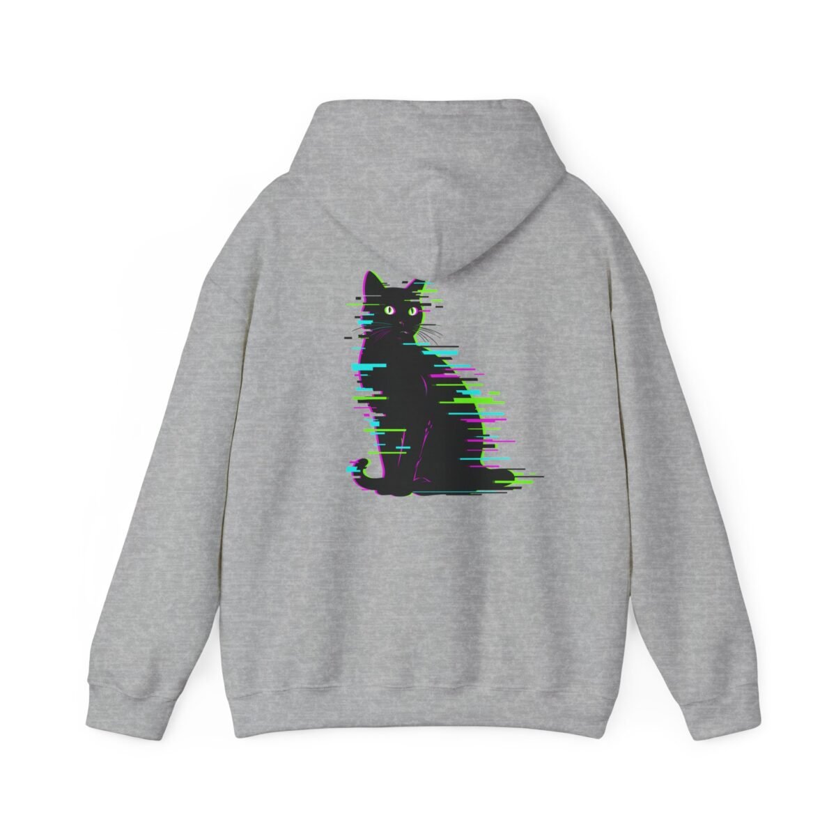Glitch Cat Hoodie – Neon Cyberpunk Cat Graphic (Unisex)