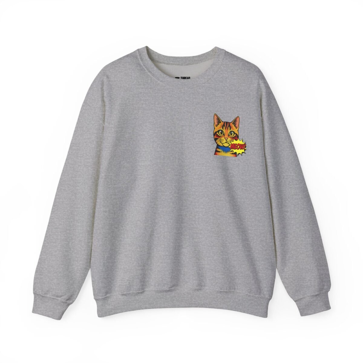 Pop Art Meow Cat Sweatshirt – Front & Back Print Retro Graphic (Unisex)