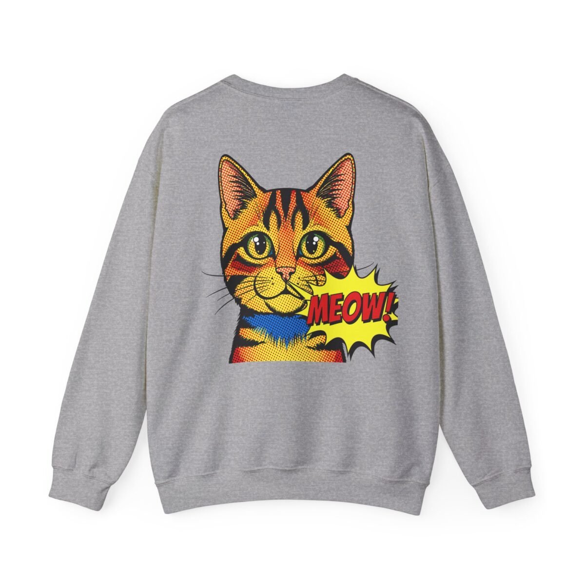 Pop Art Meow Cat Sweatshirt – Front & Back Print Retro Graphic (Unisex)
