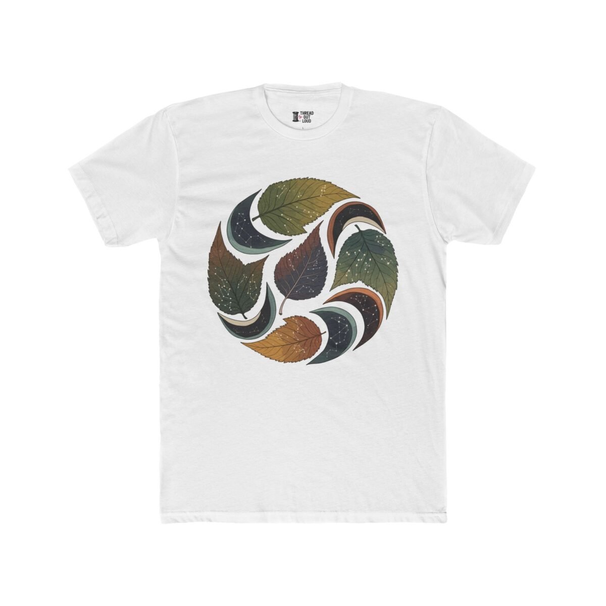 Cosmic Leaves T-Shirt – Abstract Nature Art Graphic Tee (Unisex)