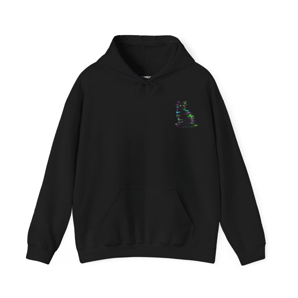 Glitch Cat Hoodie – Neon Cyberpunk Cat Graphic (Unisex)