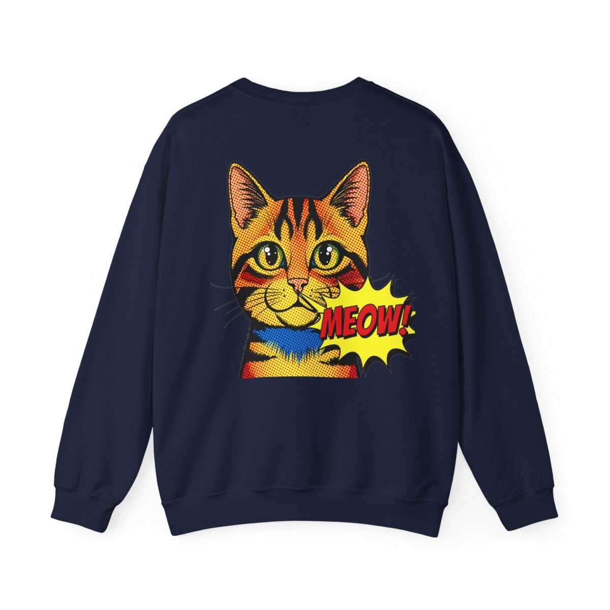Pop Art Meow Cat Sweatshirt – Front & Back Print Retro Graphic (Unisex)