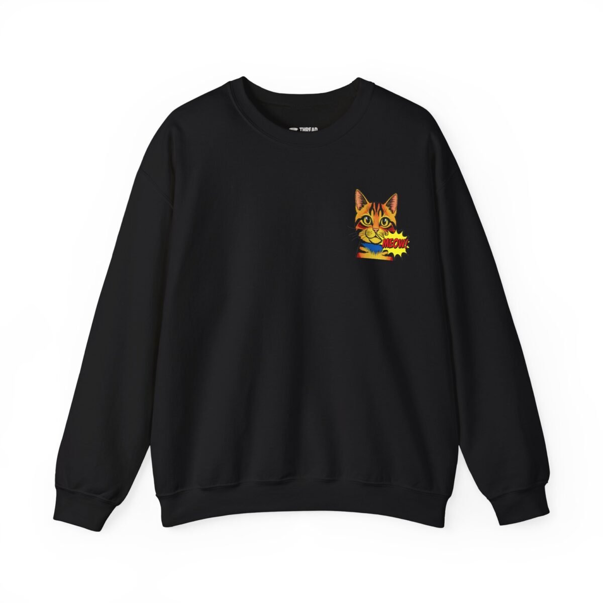 Pop Art Meow Cat Sweatshirt – Front & Back Print Retro Graphic (Unisex)