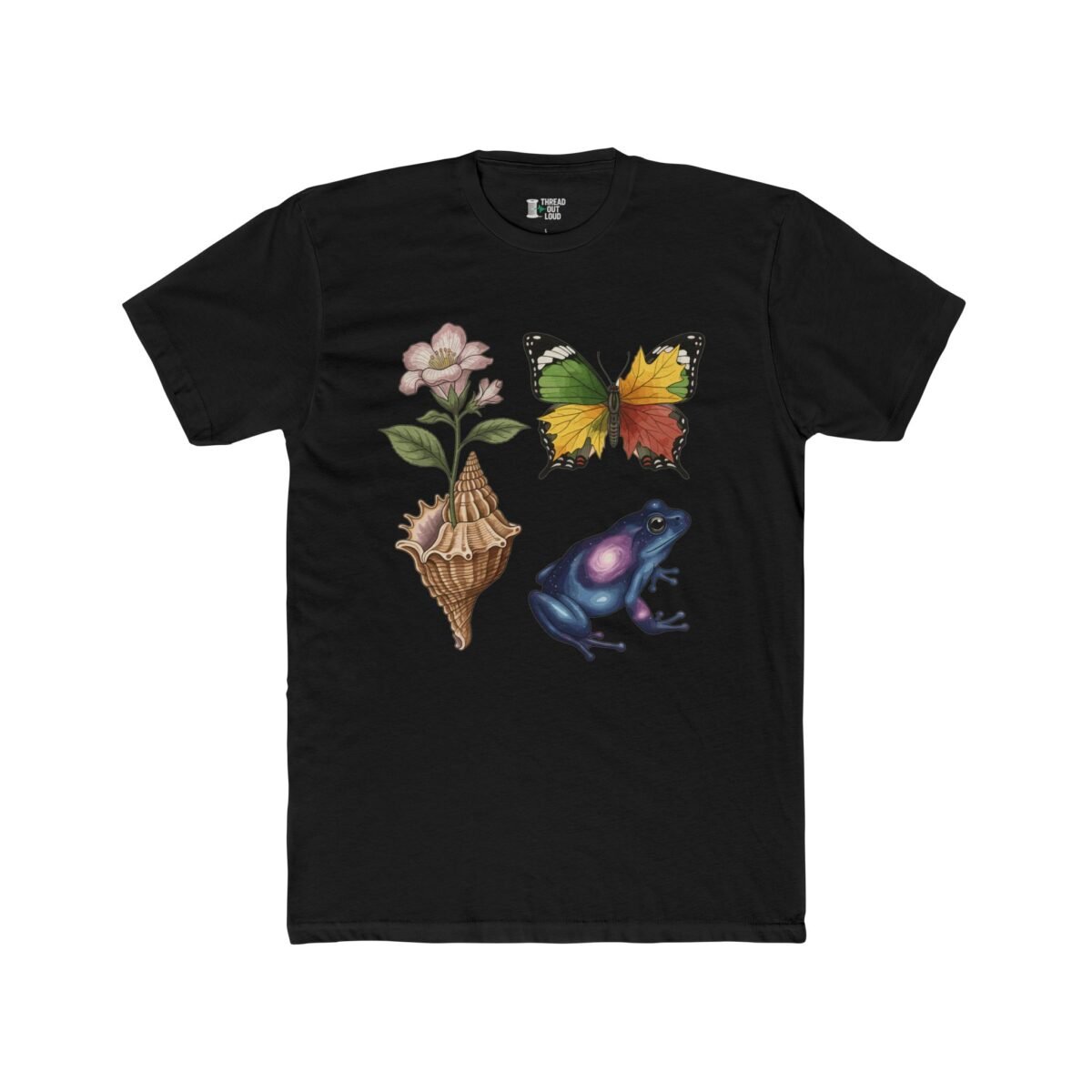 Butterfly & Frog Nature Art T-Shirt – Abstract Botanical Graphic Tee (Unisex)