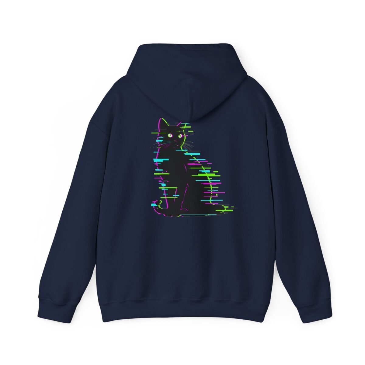 Glitch Cat Hoodie – Neon Cyberpunk Cat Graphic (Unisex)