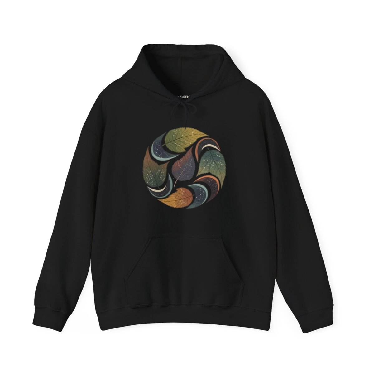 Cosmic Leaves Hoodie – Abstract Nature Pullover (Unisex)