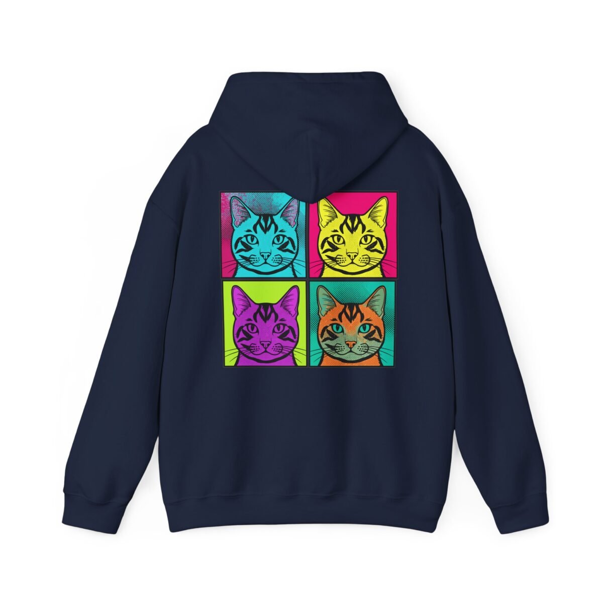 Pop Art Cat Hoodie – Colorful Retro Cat Faces (Unisex)